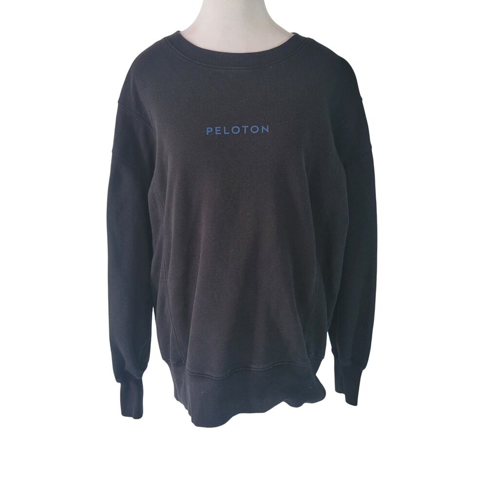 Peloton Size M Black Men's Crew Neck Sweatshirt‎ Side Panel Pullover Black